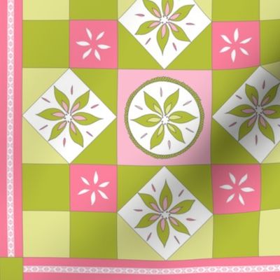 I Spy Southwest Cactus Flowers Quilt - Desert Sunrise Pinks and Cactus Greens