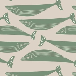 whales in olive green