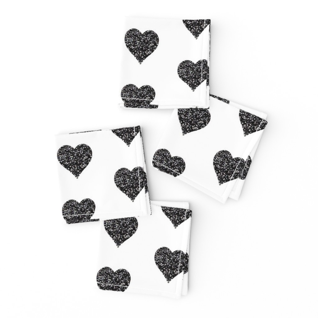 Black Glitter Hearts