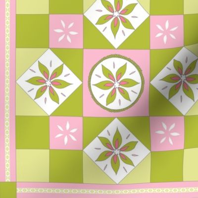 I Spy Southwest Cactus Flowers Quilt -  Desert Pinks and Cactus Greens