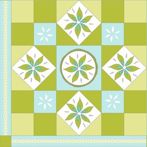 I Spy Southwest Cactus Flowers Quilt - Baby Blue, Turquoise and Cactus Green