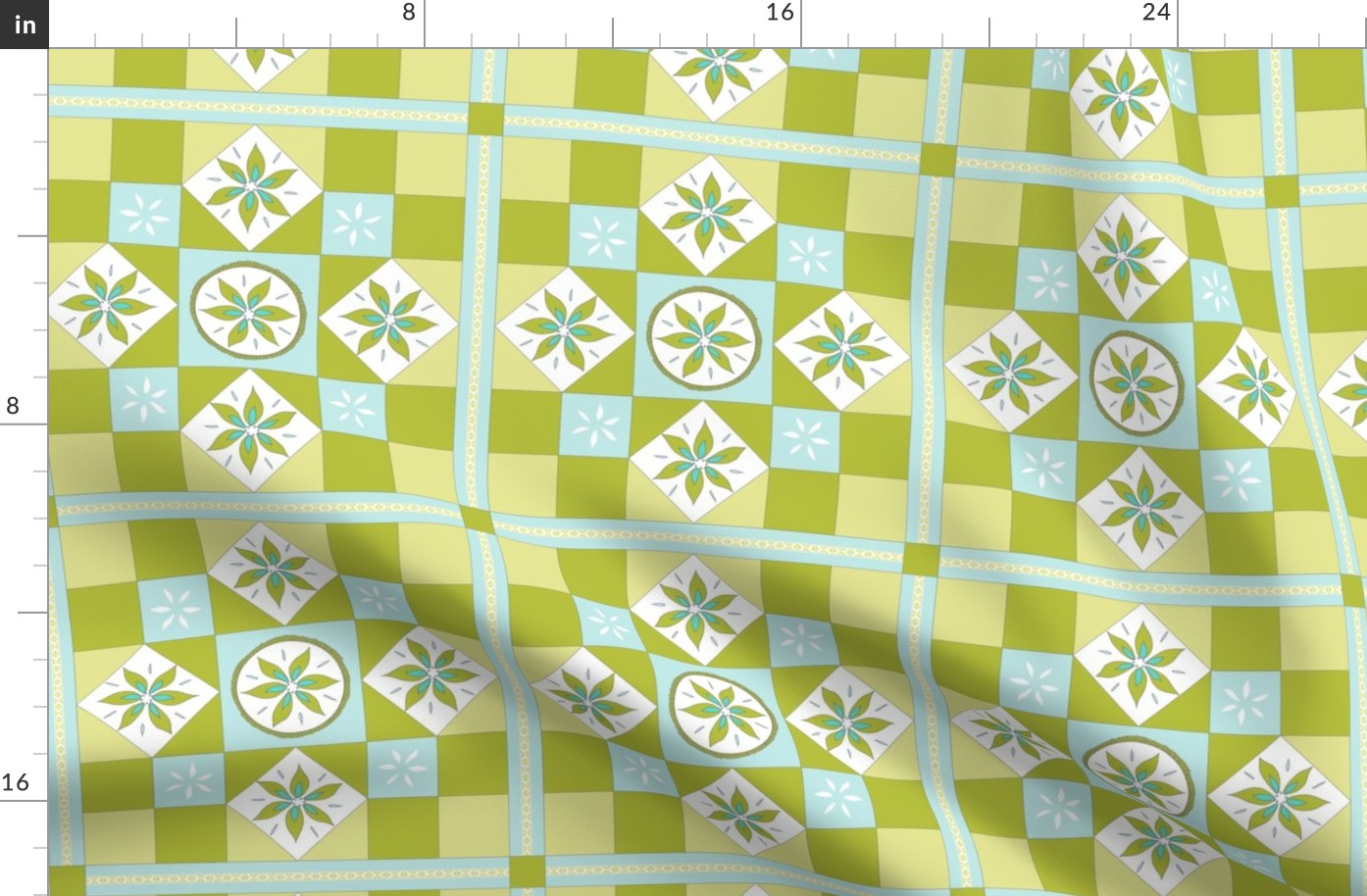 I Spy Southwest Cactus Flowers Quilt - Baby Blue, Turquoise and Cactus Green