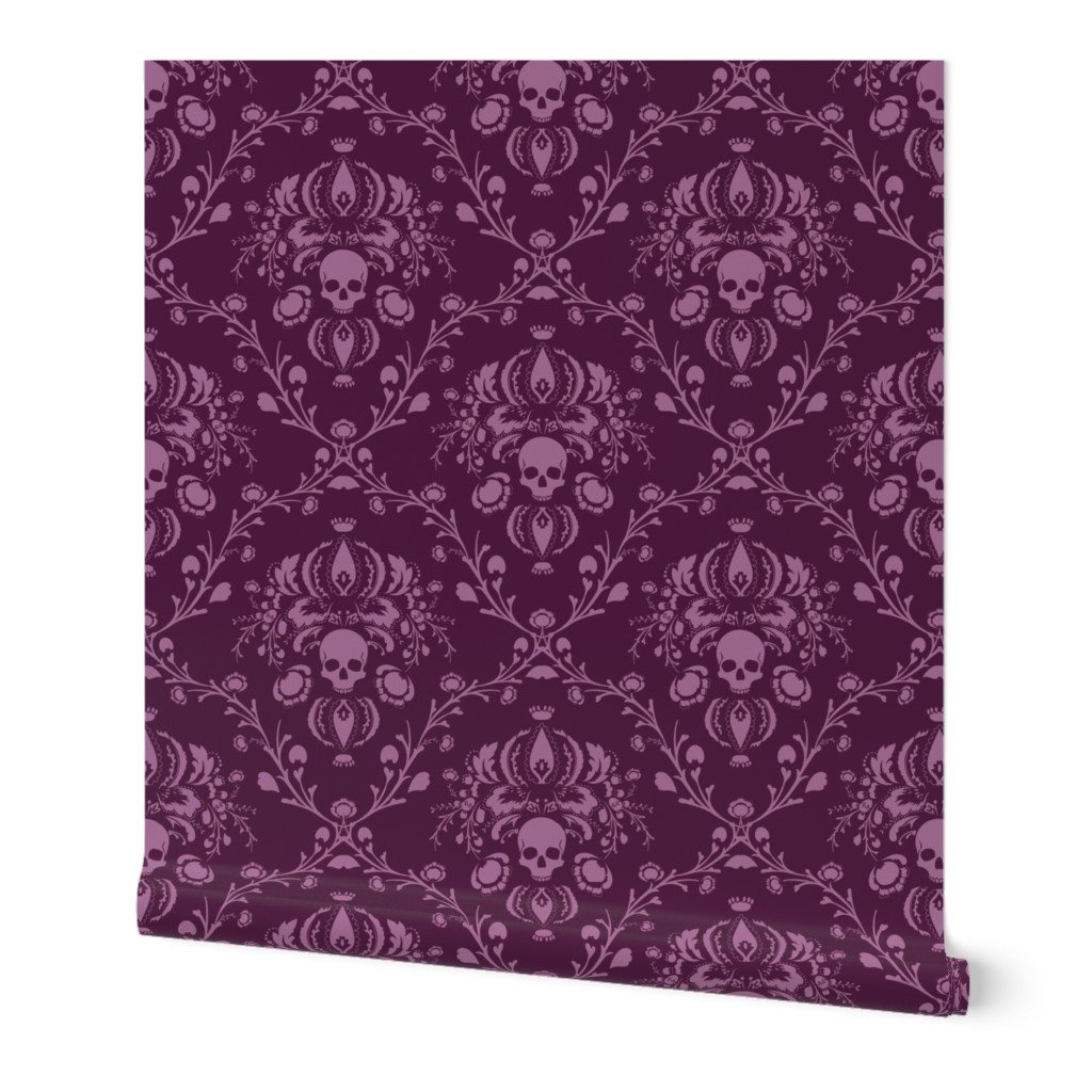 Orchid and Plum Skull Damask