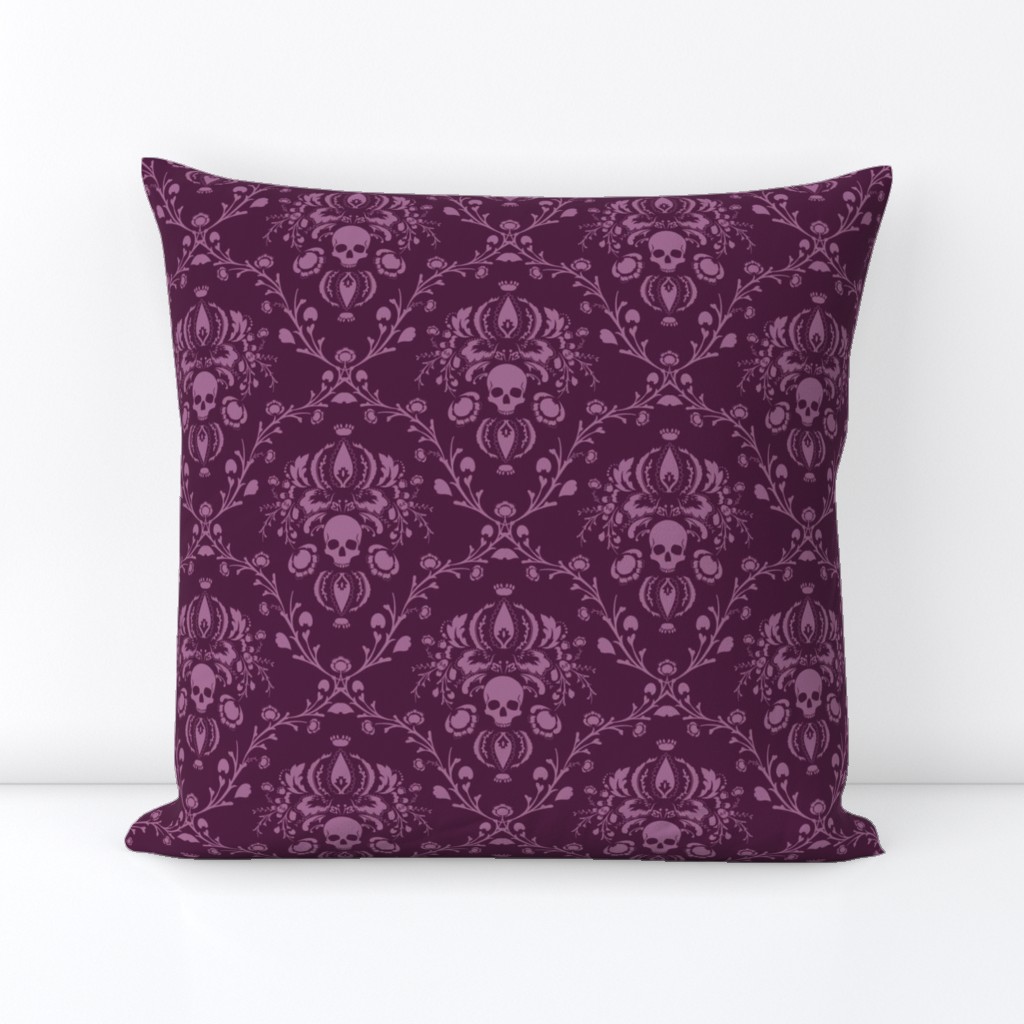 Orchid and Plum Skull Damask