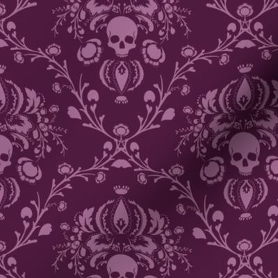 Orchid and Plum Skull Damask