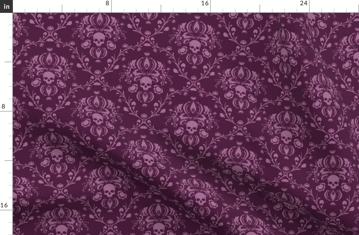 Orchid and Plum Skull Damask