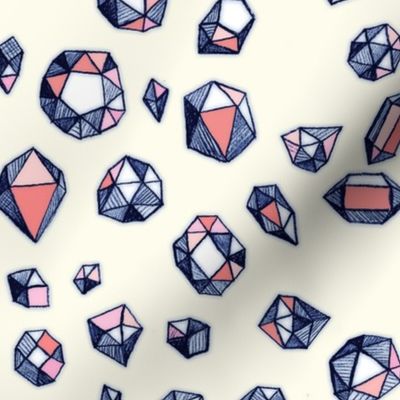 Scattered Geo Gemstones in Navy & Coral