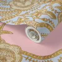 Paisley Lace ~ Gilt on Dauphine and Versailles Fog 