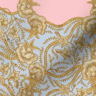 Paisley Lace ~ Gilt on Dauphine and Versailles Fog 