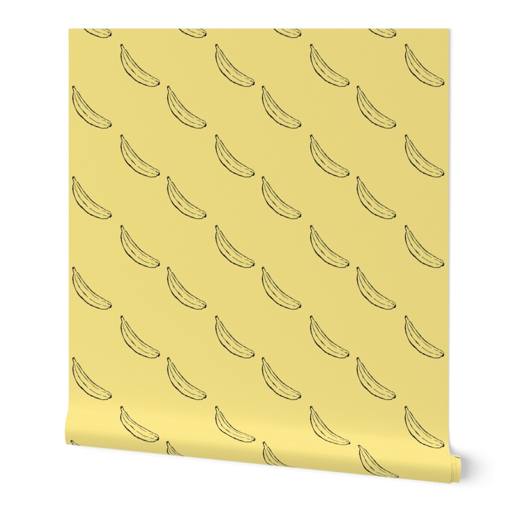 Banana Fabric Yellow and Black Basic Repeat