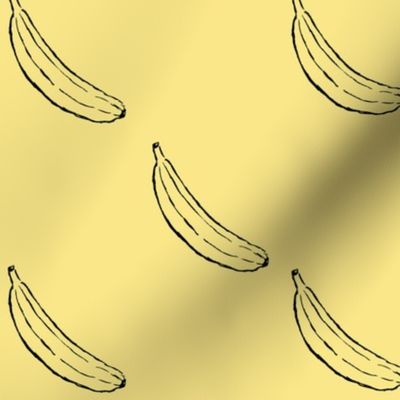 Banana Fabric Yellow and Black Basic Repeat