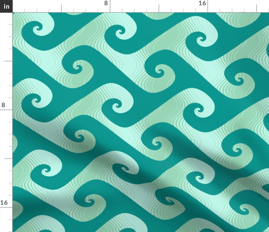 6" stripey waves in surfing teal