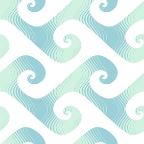 6" stripey waves in mint and light blue