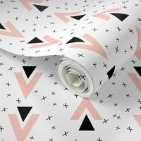 chevron triangles // plus sign black and white pink baby nursery kids chevron triangle tri