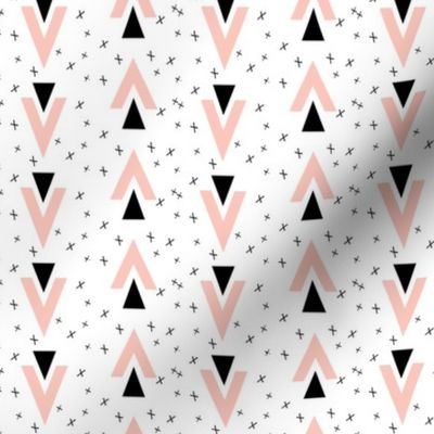 chevron triangles // plus sign black and white pink baby nursery kids chevron triangle tri