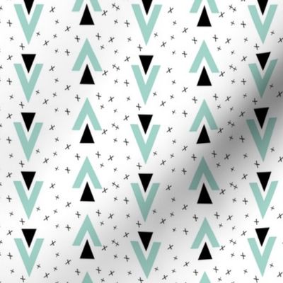 chevron triangles // plus sign black and white mint kids baby nursery