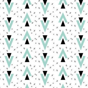 chevron triangles // plus sign black and white mint kids baby nursery