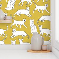 cats // cat mustard yellow cat cute cat lady pet cat fabric