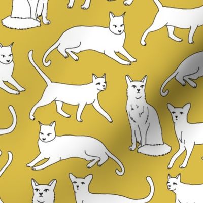 cats // cat mustard yellow cat cute cat lady pet cat fabric