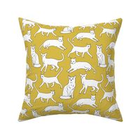 cats // cat mustard yellow cat cute cat lady pet cat fabric