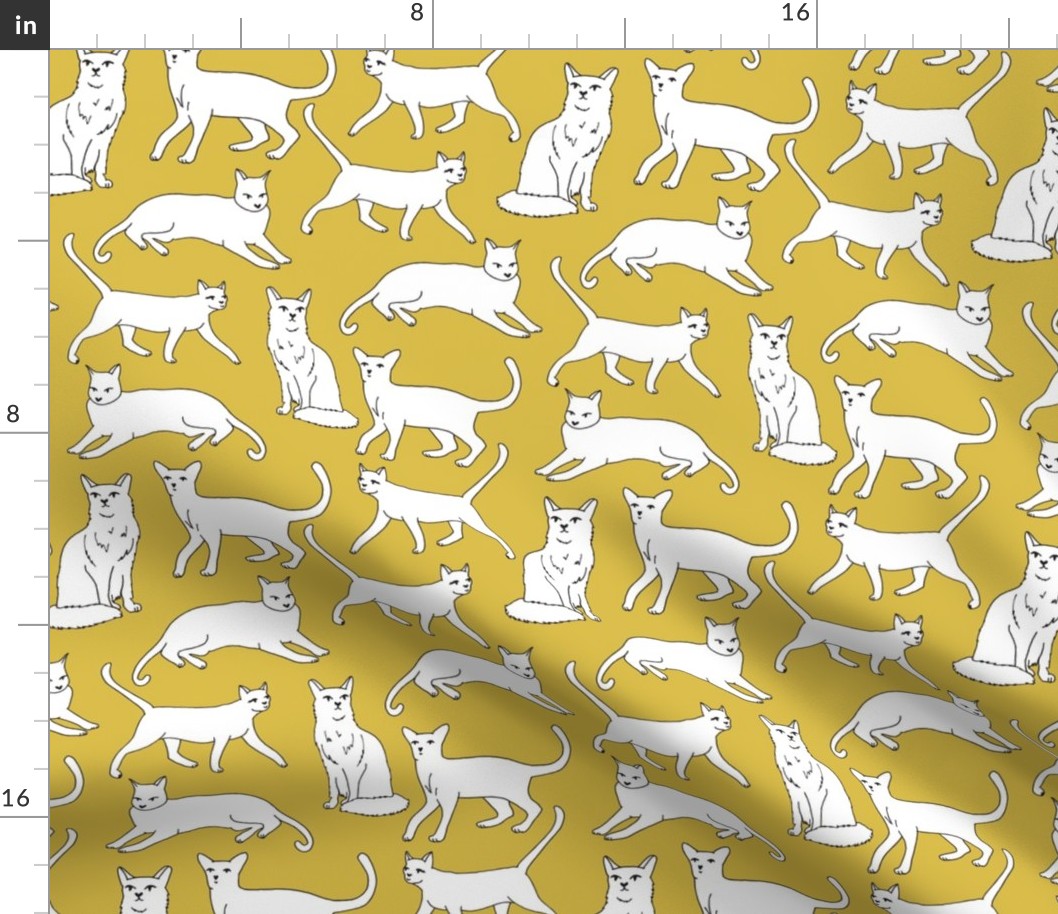 cats // cat mustard yellow cat cute cat lady pet cat fabric