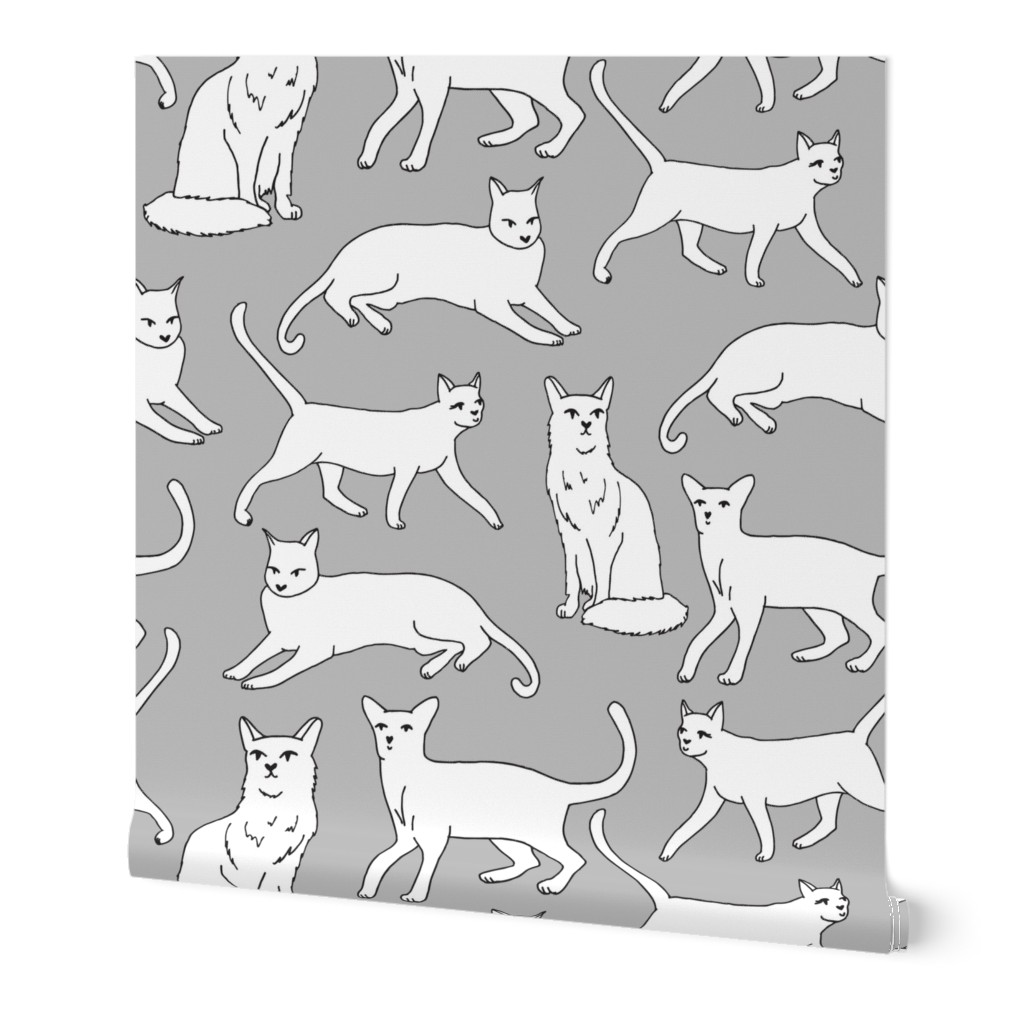 cats // grey cat cute pet cat fabric for cat ladies