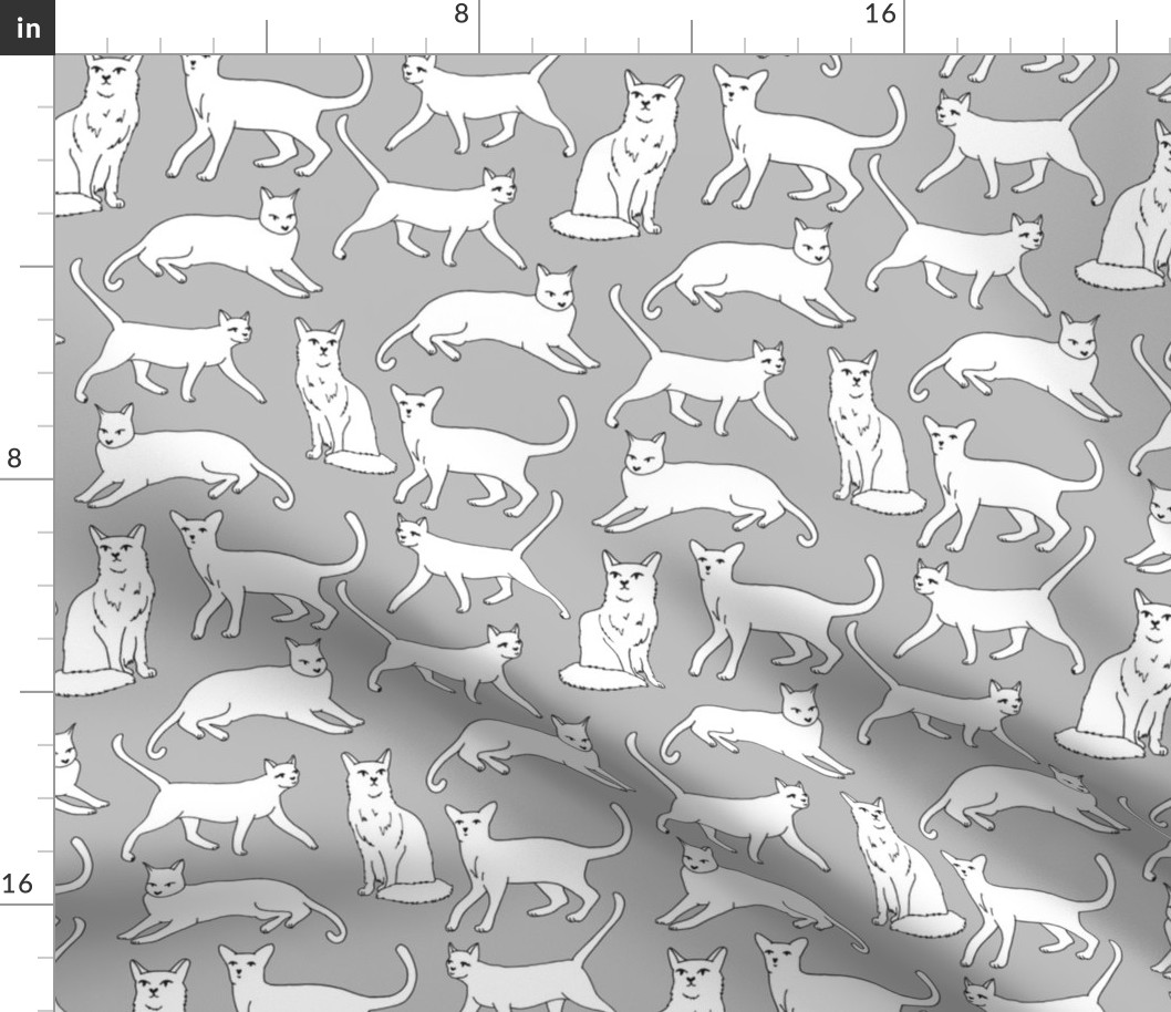 cats // grey cat cute pet cat fabric for cat ladies