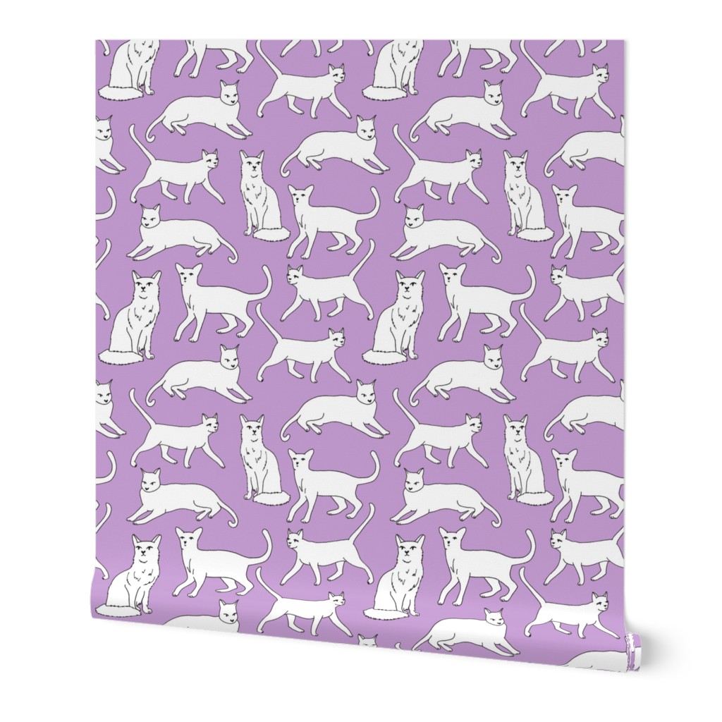 cats // purple cat lady cute cat fabric for girls sweet kittens