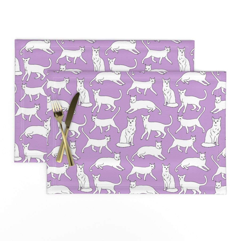 cats // purple cat lady cute cat fabric for girls sweet kittens