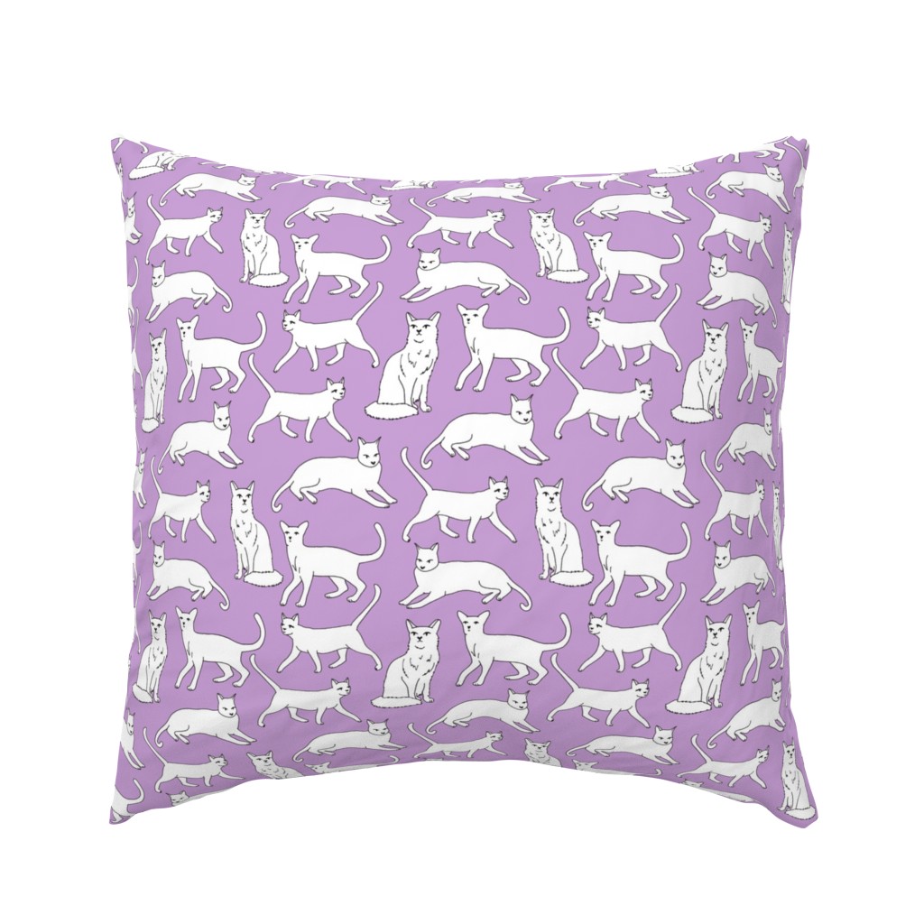 cats // purple cat lady cute cat fabric for girls sweet kittens