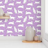 cats // purple cat lady cute cat fabric for girls sweet kittens