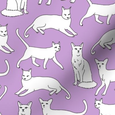 cats // purple cat lady cute cat fabric for girls sweet kittens