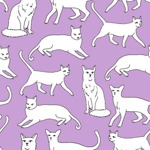 cats // purple cat lady cute cat fabric for girls sweet kittens