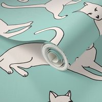 cats // mint and cream off-white cat kitten kitty cute cat fabric