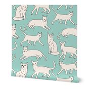 cats // mint and cream off-white cat kitten kitty cute cat fabric
