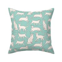 cats // mint and cream off-white cat kitten kitty cute cat fabric