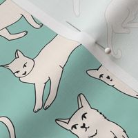 cats // mint and cream off-white cat kitten kitty cute cat fabric