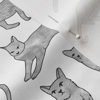 cats // grey watercolor cats watercolors painted grey nursery sweet cat fabric