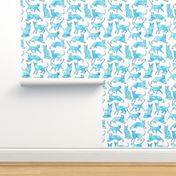 cats // watercolor aqua turquoise cats painted watercolors cat fabric