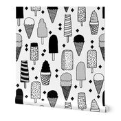 ice cream // ice creams ice cream cone black and white sweets summer fabrics