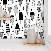 ice cream // ice creams ice cream cone black and white sweets summer fabrics