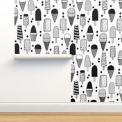 ice cream // ice creams ice cream cone black and white sweets summer fabrics