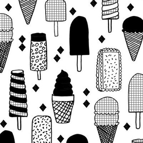 ice cream // ice creams ice cream cone black and white sweets summer fabrics