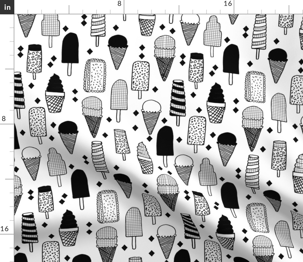 ice cream // ice creams ice cream cone black and white sweets summer fabrics