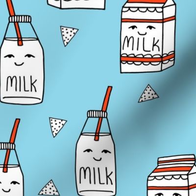 milk // blue and red kids food hand-drawn illustration