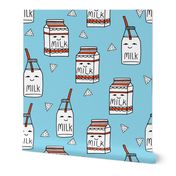 milk // blue and red kids food hand-drawn illustration