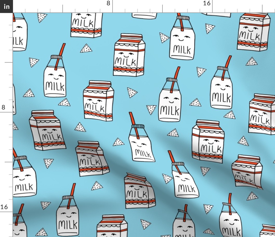 milk // blue and red kids food hand-drawn illustration