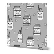 milk // grey kids food trendy milk jug pattern