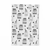 milk // black and white kids food hand-drawn illustration fabric pattern