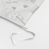 milk // black and white kids food hand-drawn illustration fabric pattern